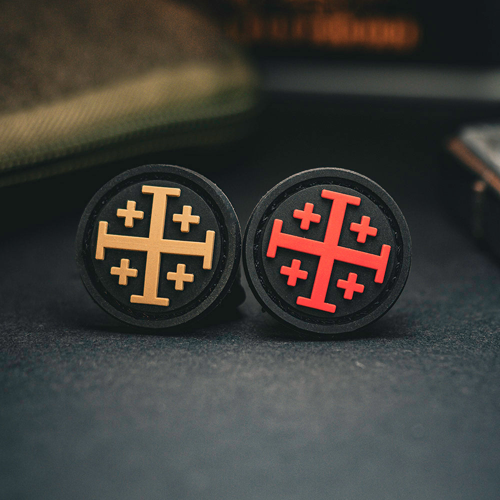 Crusaders PVC patch tactical morale patch 2D raised cross hook backing EDC gear