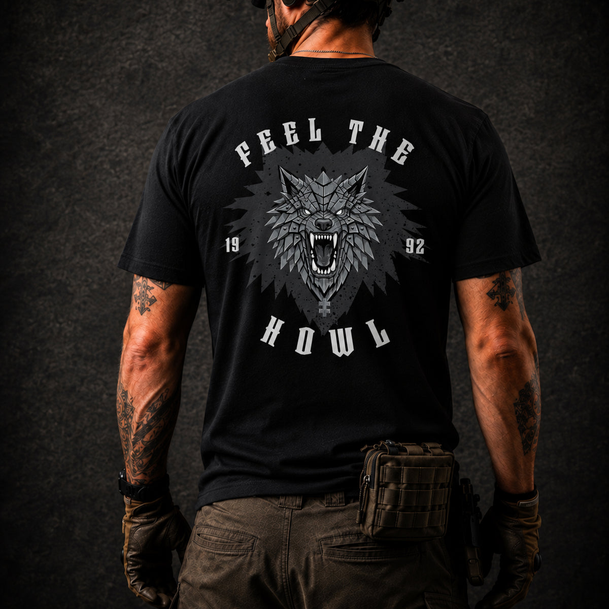 Black PaganEDC Feel The Howl T-shirt back view