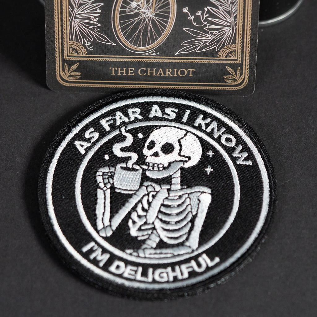 I'm Delightful embroidered skeleton morale patch