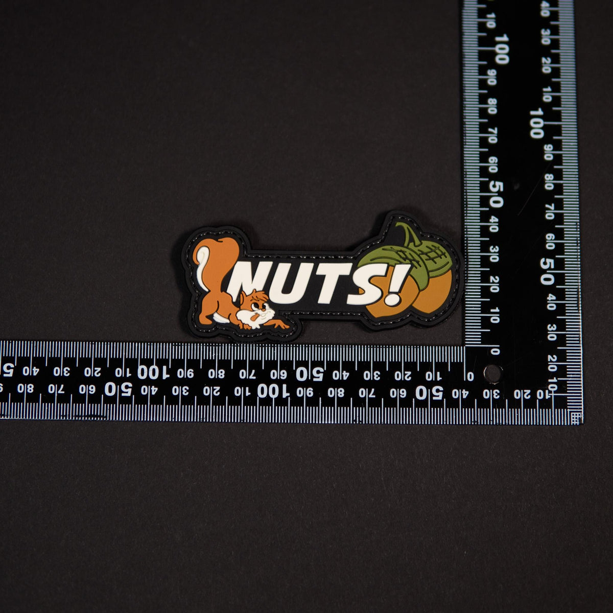 PVC Morale Patch | Funny Squirrel “NUTS” | Tactical Gear Accessory Patch | Hook Backing