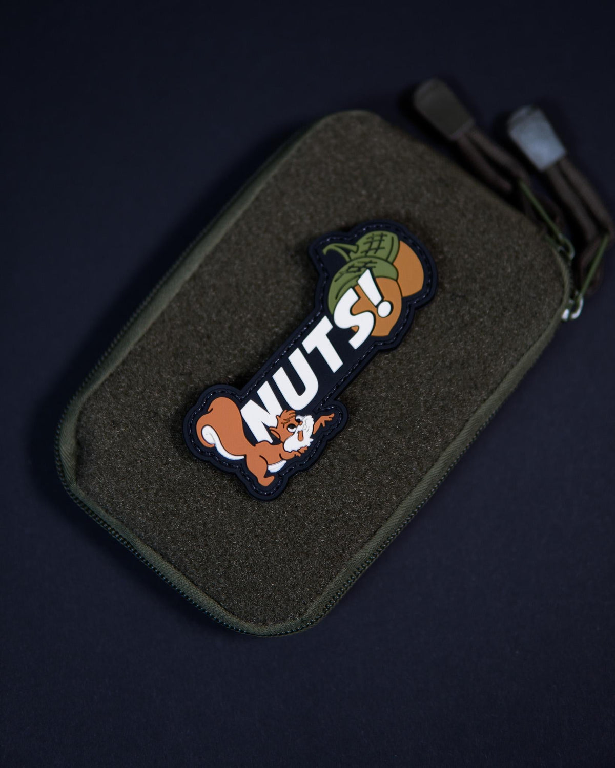 PVC Morale Patch | Funny Squirrel “NUTS” | Tactical Gear Accessory Patch | Hook Backing