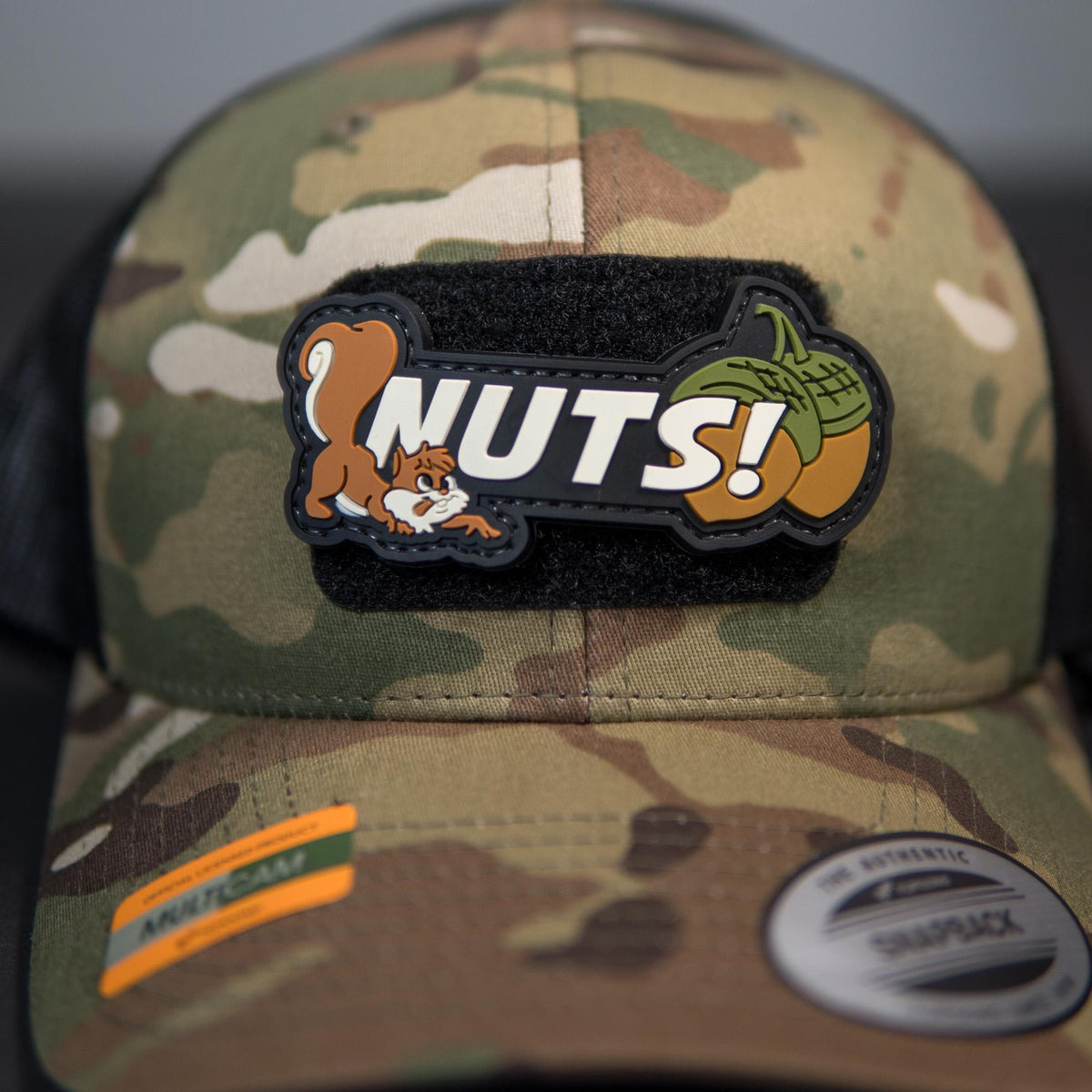 PVC Morale Patch | Funny Squirrel “NUTS” | Tactical Gear Accessory Patch | Hook Backing