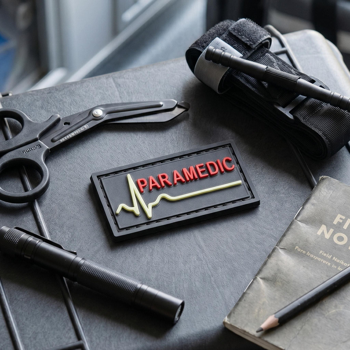 Paramedic PVC Patch, Medical Morale Patch with Hook Backing