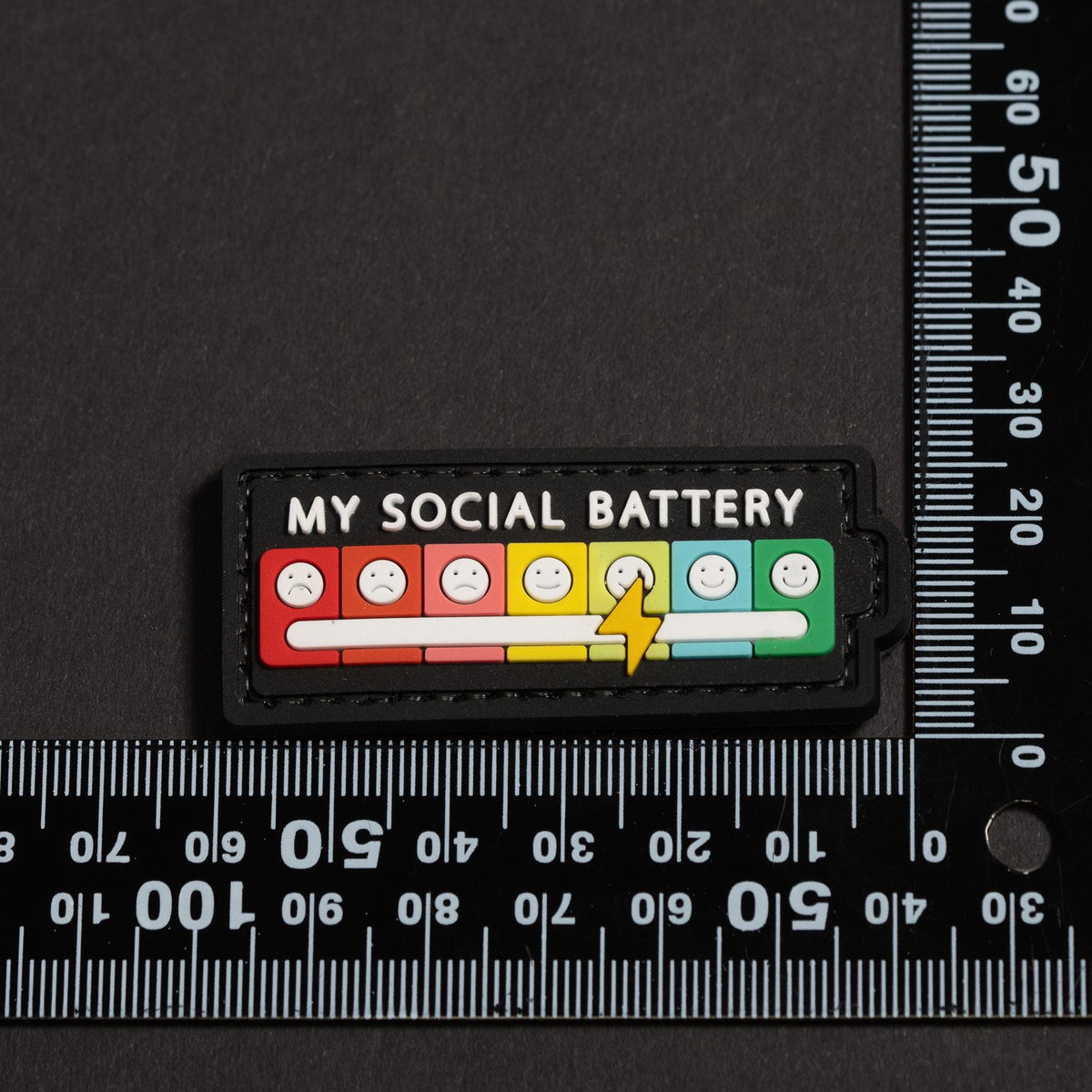 Social Battery Morale Patch, Funny PVC Introvert Patch, Hook Backing