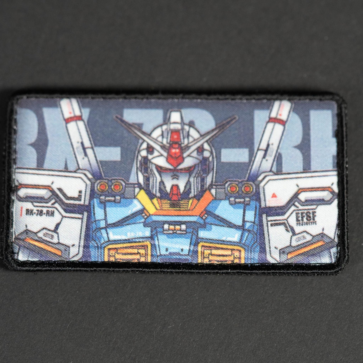 Morale Patch, Anime Mecha Design, Sublimated, Hook Backing, 8.5 x 5 cm