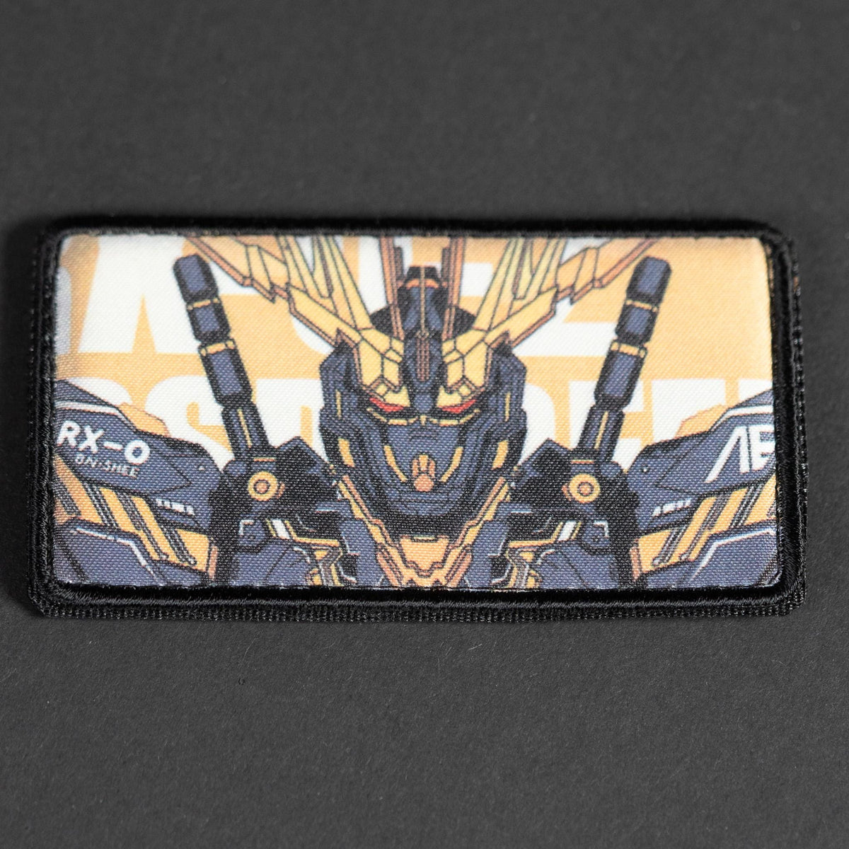 Morale Patch, Anime Mecha Design, Sublimated, Hook Backing, 8.5 x 5 cm