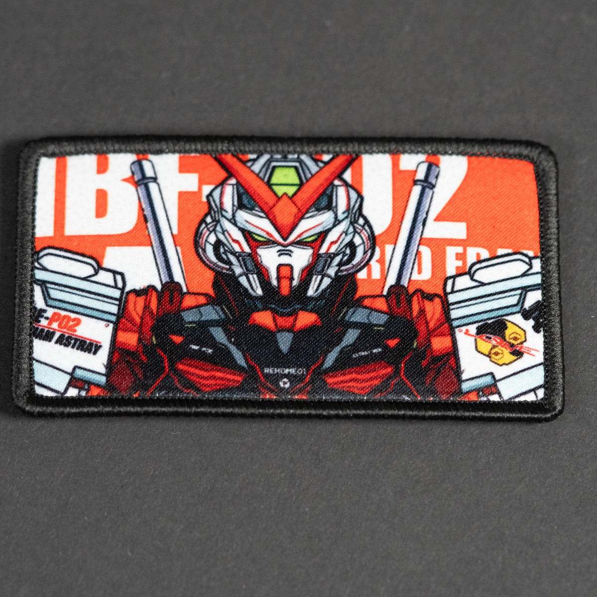 Morale Patch, Anime Mecha Design, Sublimated, Hook Backing, 8.5 x 5 cm