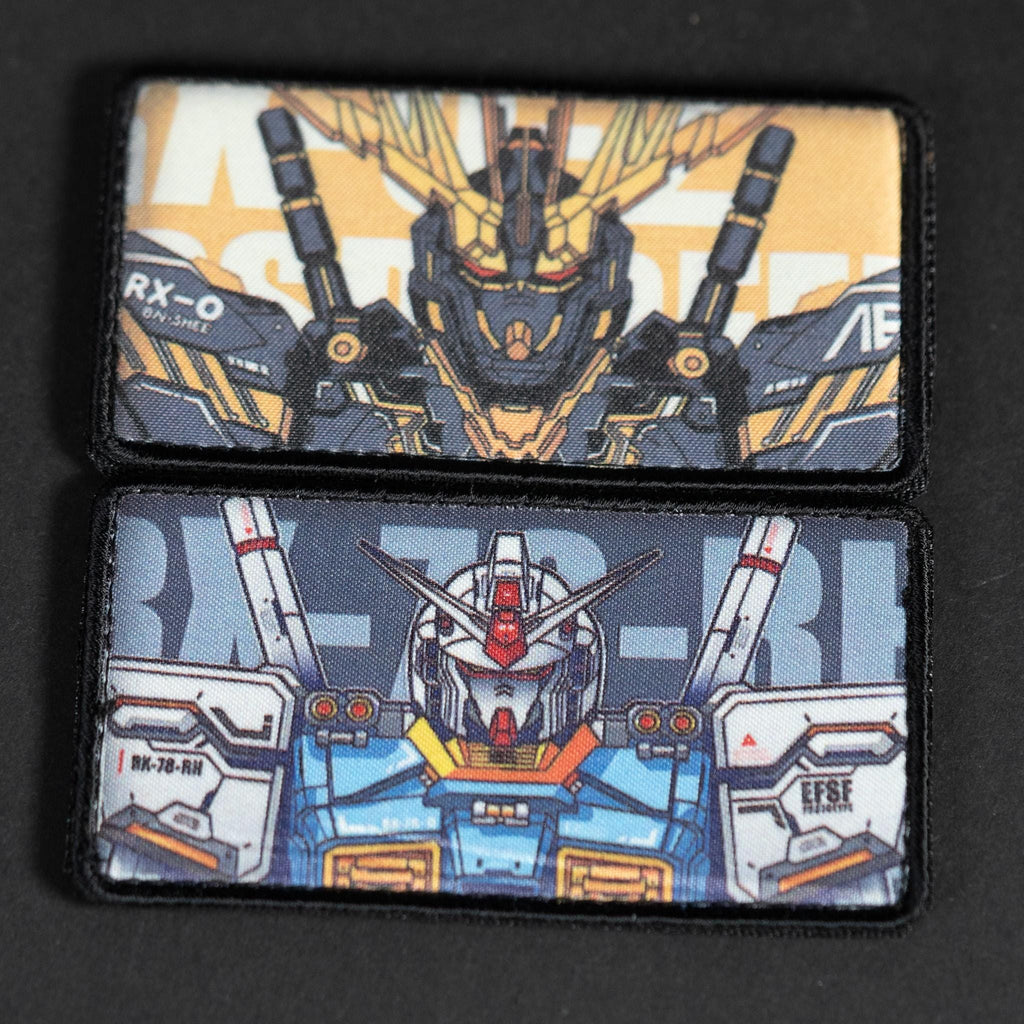 Morale Patch, Anime Mecha Design, Sublimated, Hook Backing, 8.5 x 5 cm
