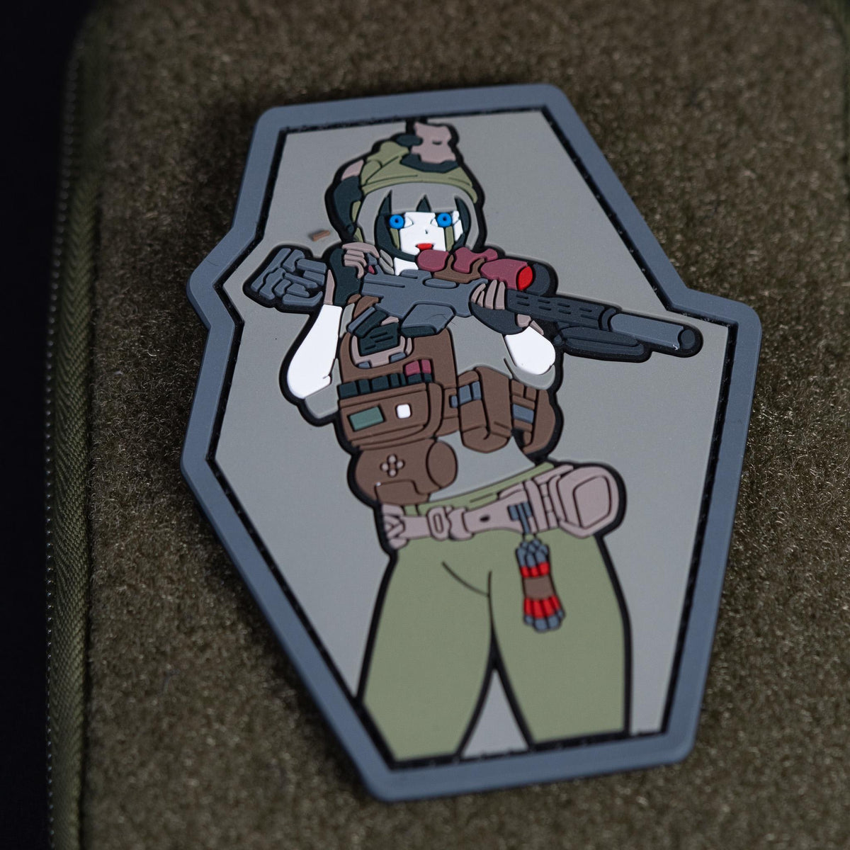 PVC Morale Patch, Anime Tactical Girl Rifle Design, Hook Backing