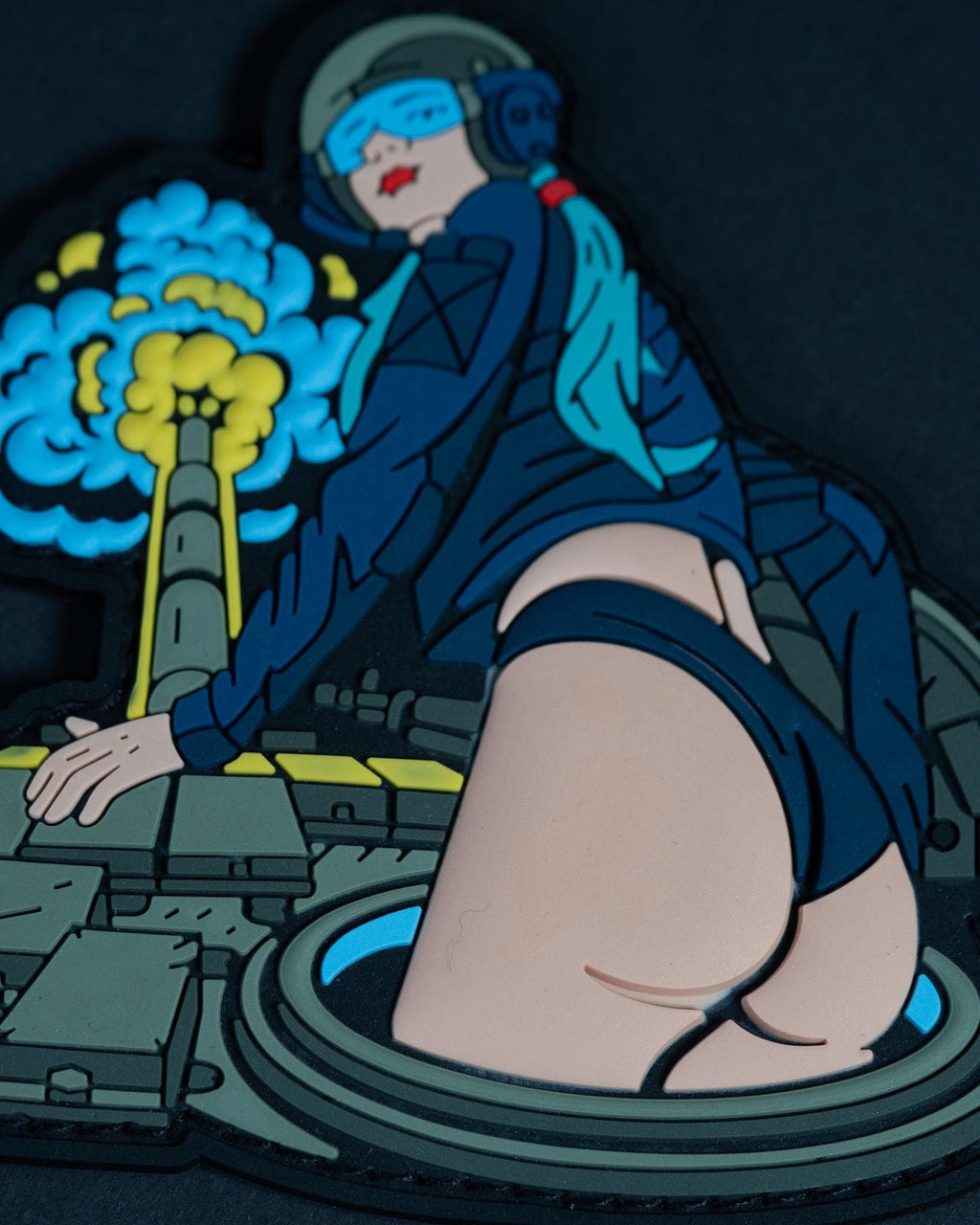 PVC Morale Patch, Tactical Pin Up Girl Explosion, Hook Backing