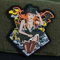 PVC Morale Patch, Anime Military Pin Up Girl, Hook Backing