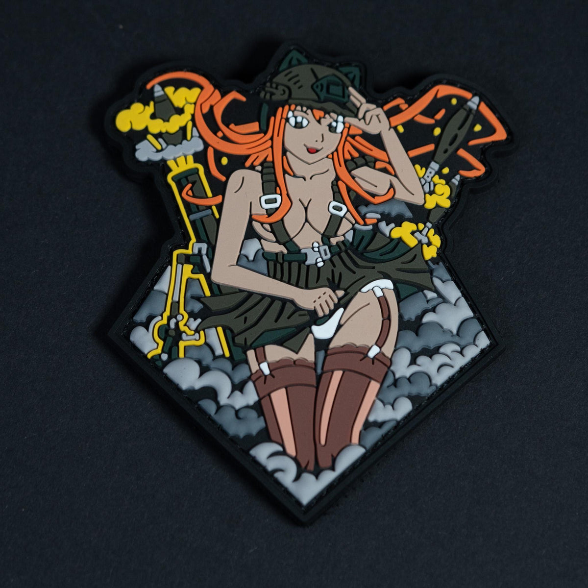 PVC Morale Patch, Anime Military Pin Up Girl, Hook Backing