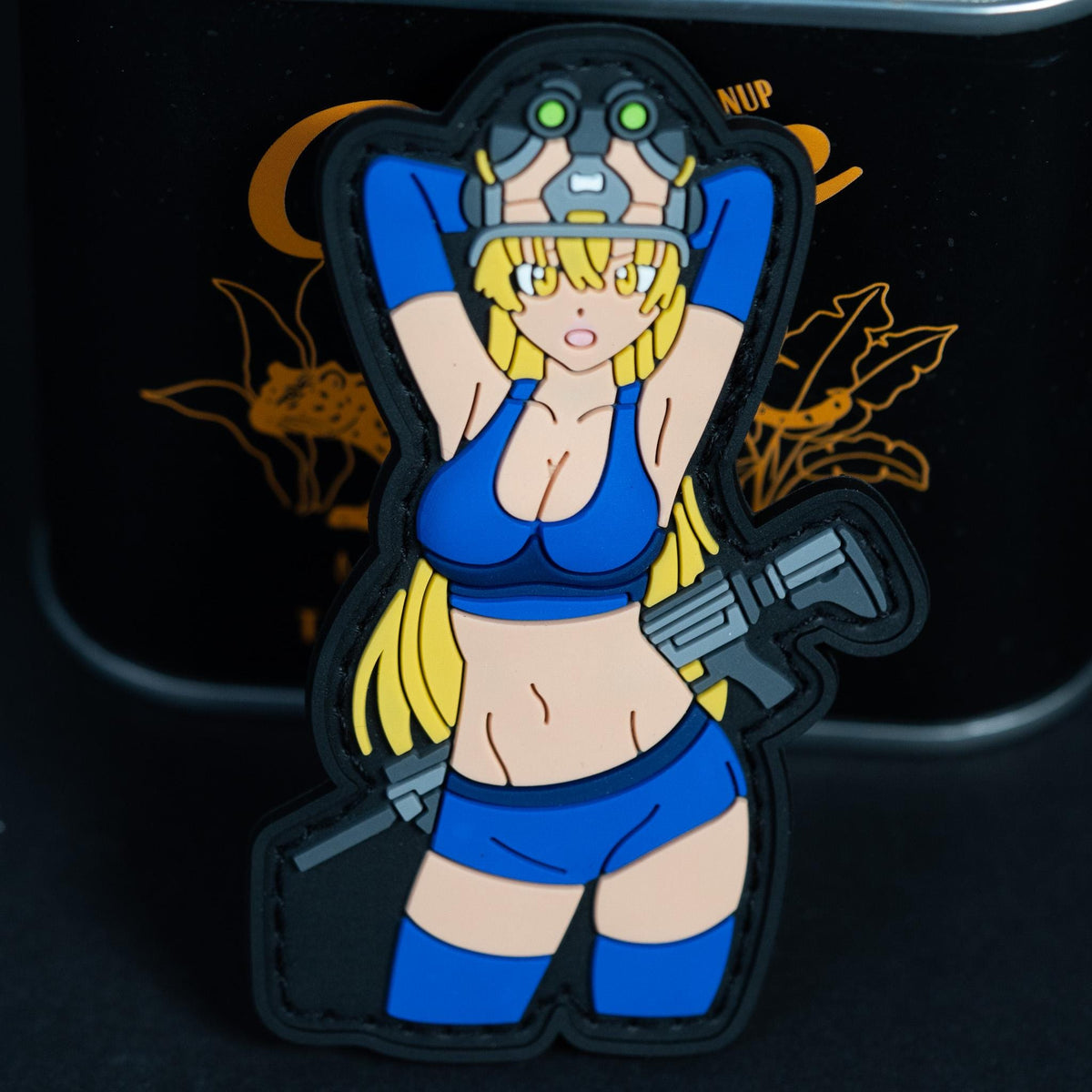 PVC Morale Patch, Anime Tactical Girl Pin Up, Hook Backing