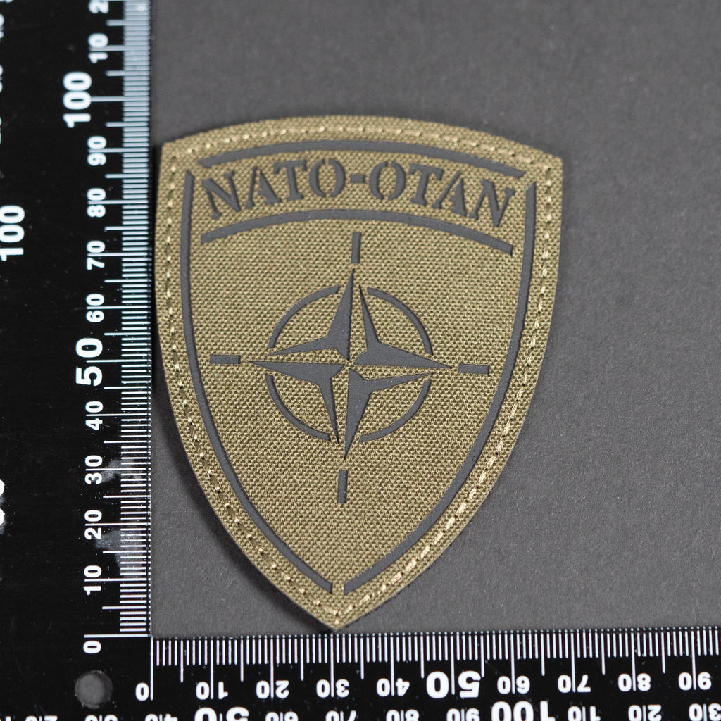 NATO Patch, OTAN Military Morale Badge, Hook Backing