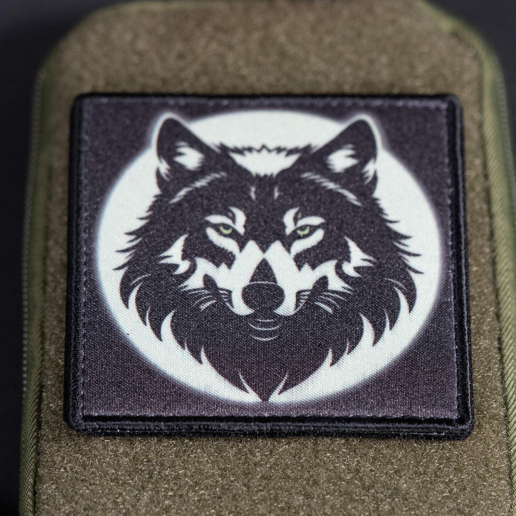 Morale Patch, Wolf Head Design, Sublimated, Hook Backing