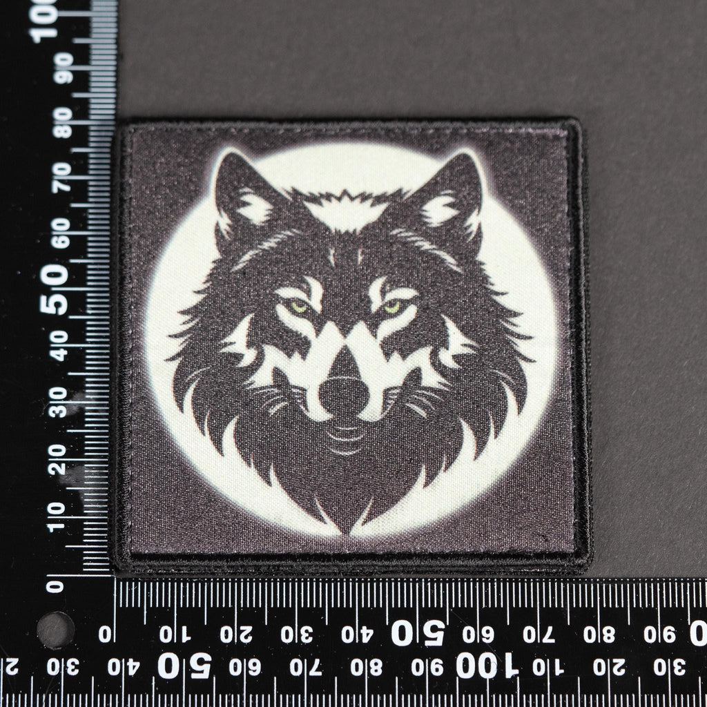 Morale Patch, Wolf Head Design, Sublimated, Hook Backing