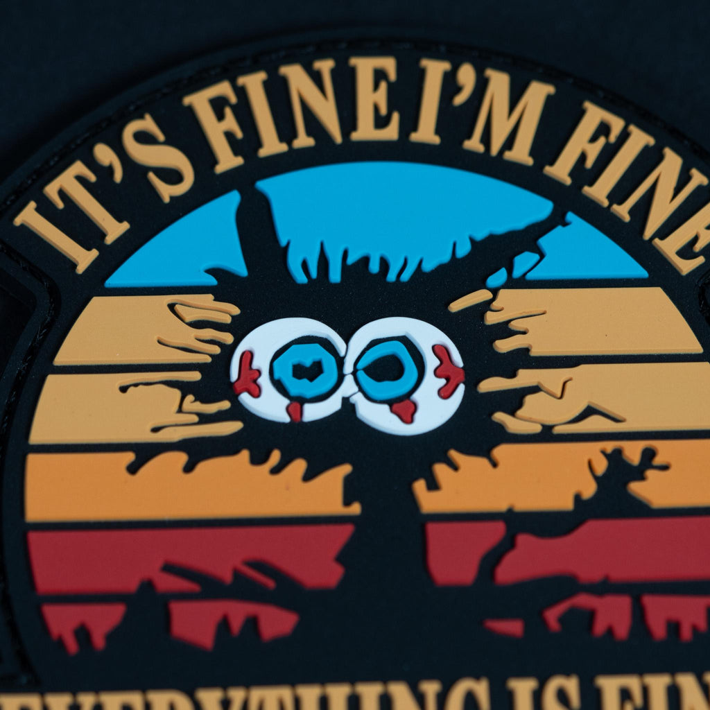 PVC Morale Patch, Everything Is Fine Cat, Hook Backing