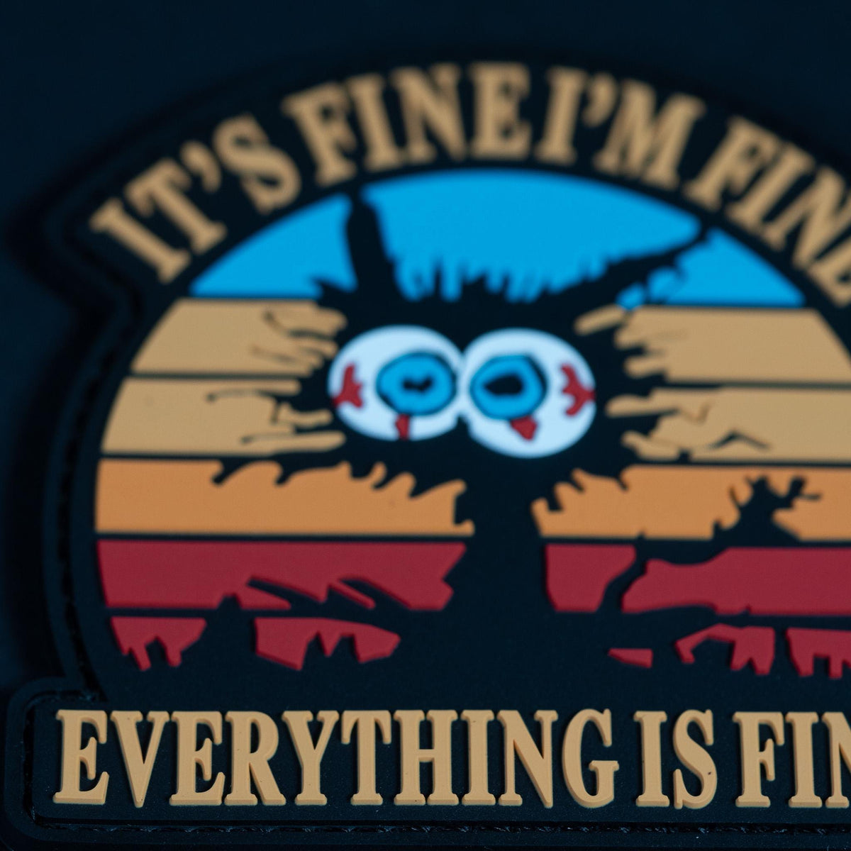 PVC Morale Patch, Everything Is Fine Cat, Hook Backing