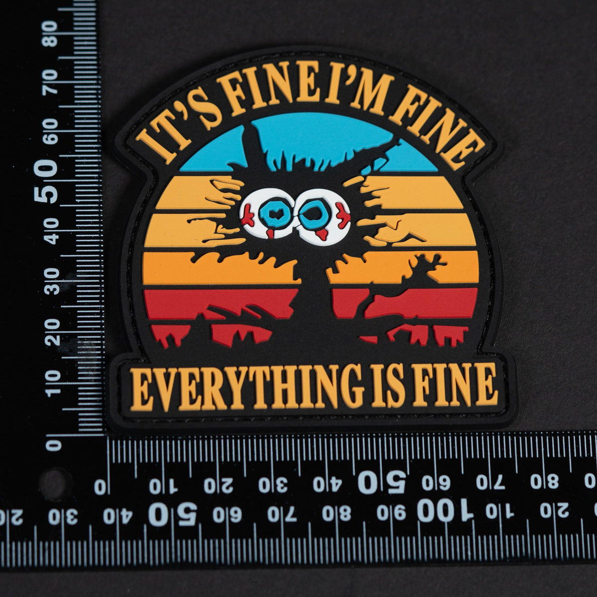 PVC Morale Patch, Everything Is Fine Cat, Hook Backing