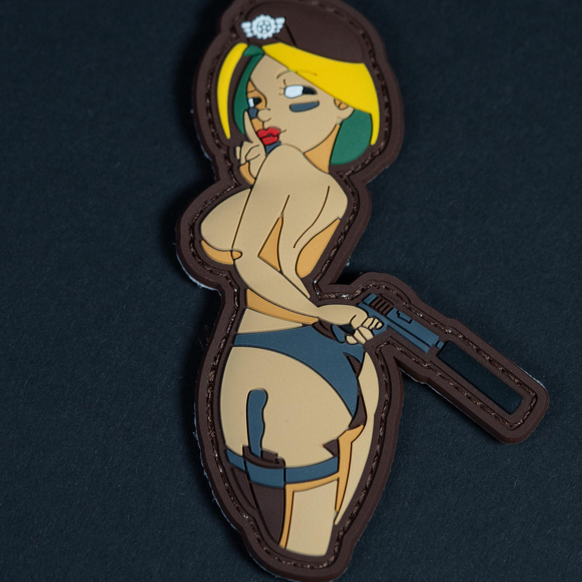 PVC Morale Patch, Tactical Pin Up Girl, Hook Backing