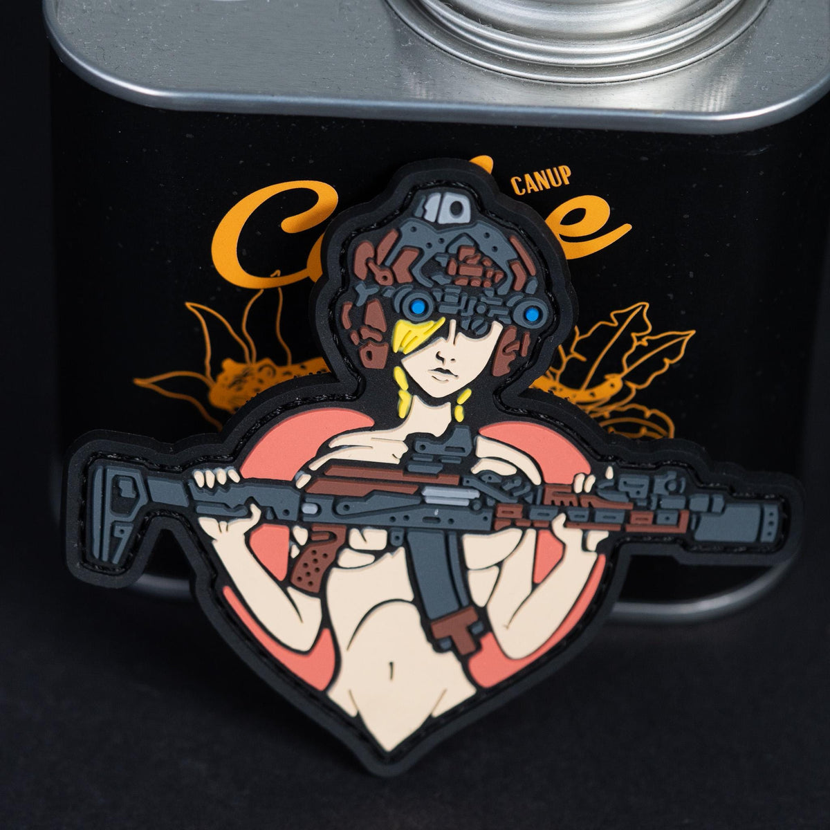 PVC Morale Patch, Tactical Girl Rifle Pin Up, Hook Backing