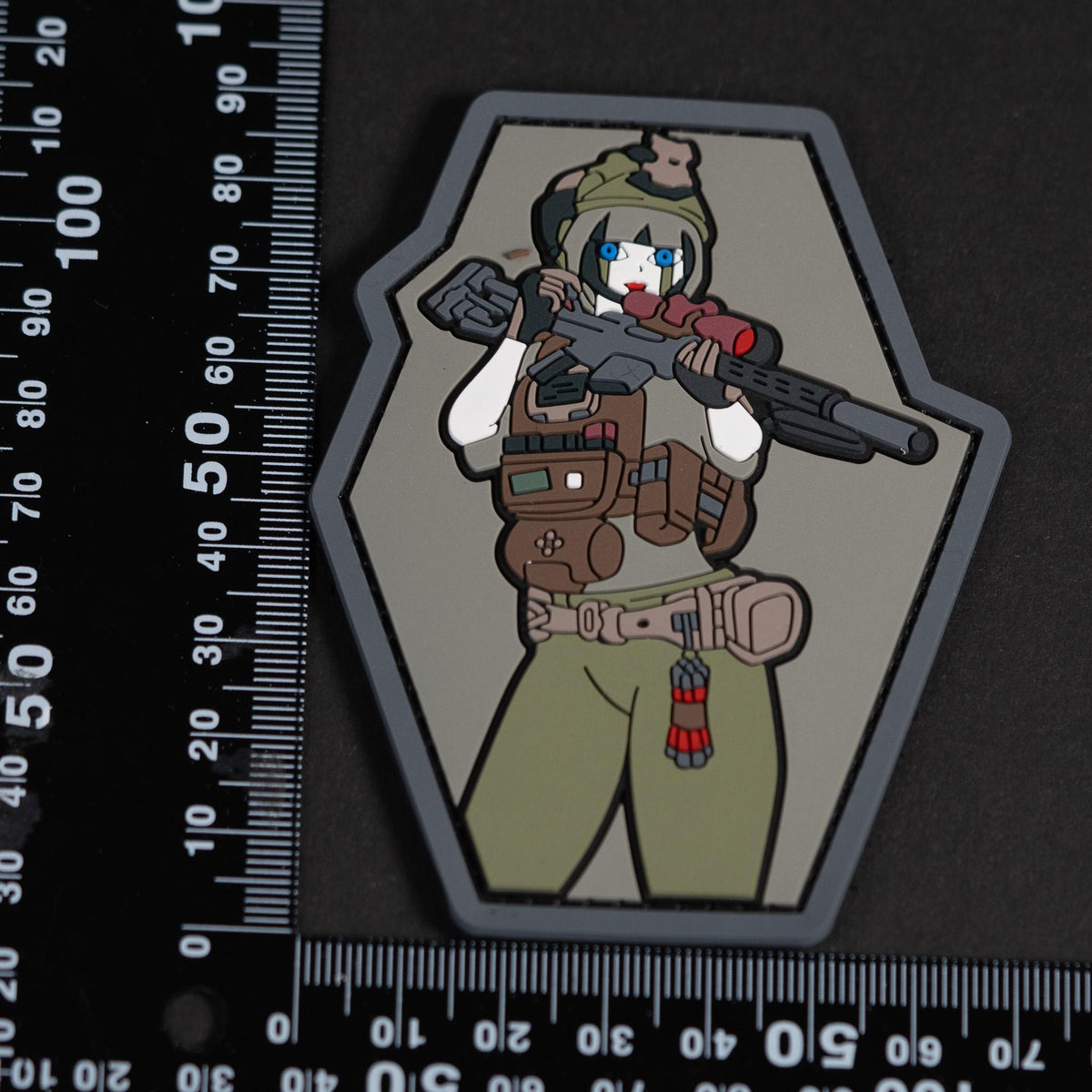 PVC Morale Patch, Anime Tactical Girl Rifle Design, Hook Backing