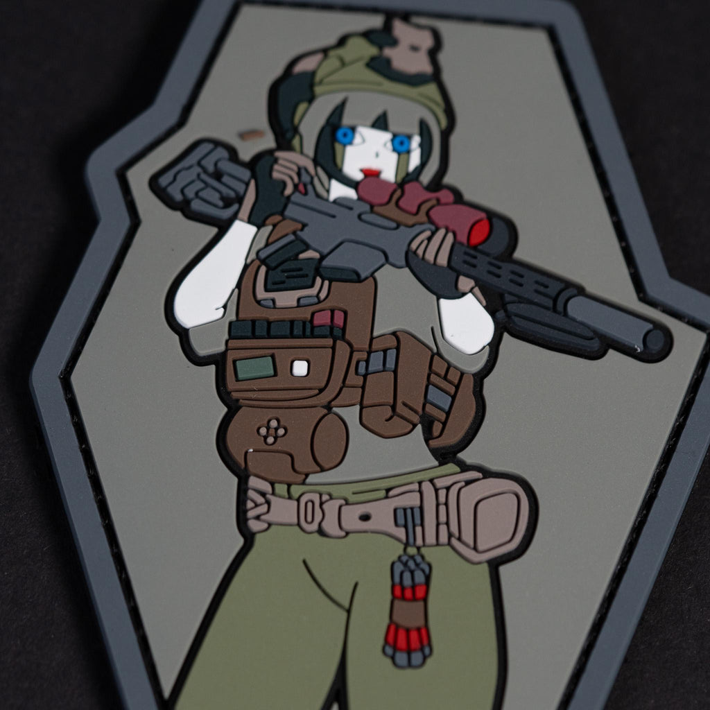 PVC Morale Patch, Anime Tactical Girl Rifle Design, Hook Backing