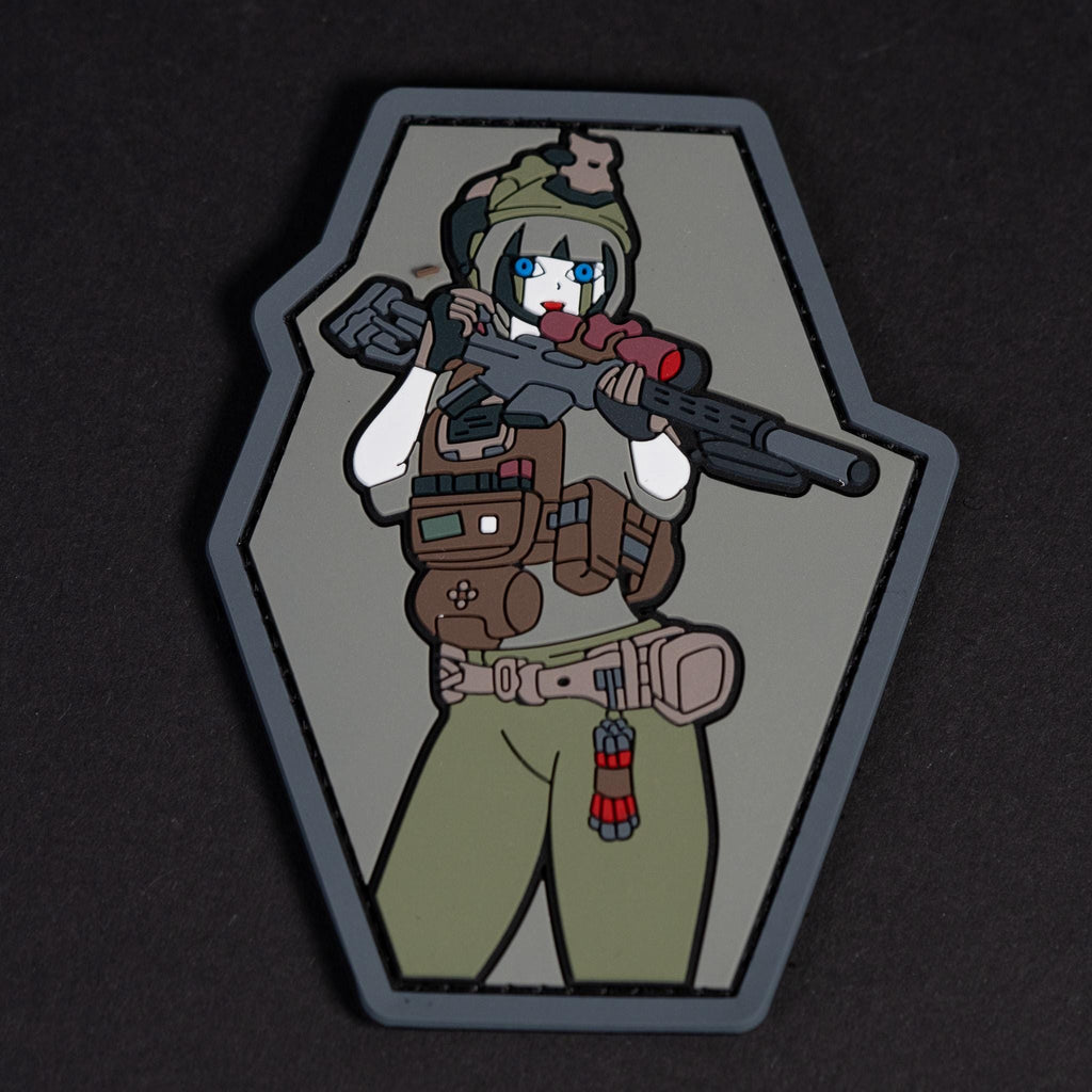 PVC Morale Patch, Anime Tactical Girl Rifle Design, Hook Backing