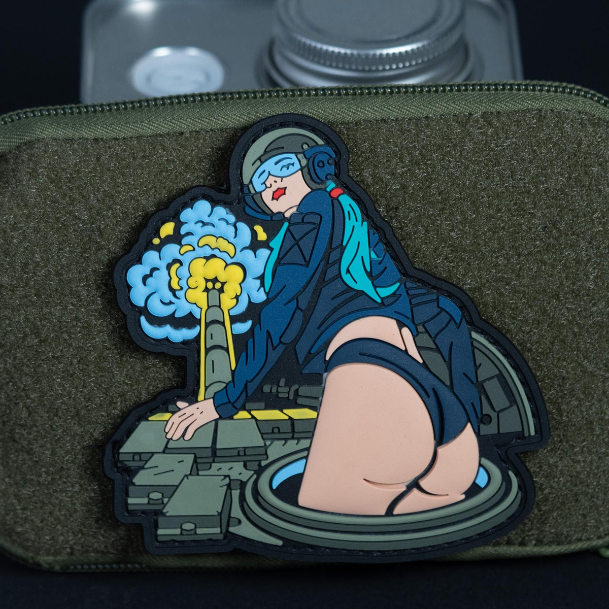 PVC Morale Patch, Tactical Pin Up Girl Explosion, Hook Backing