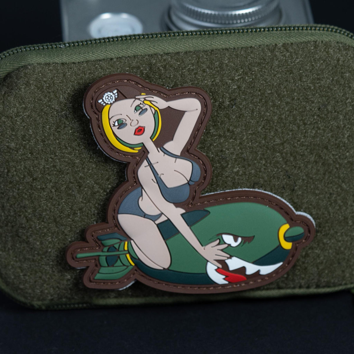 PVC Morale Patch, Pin Up Bomb Girl, 3D Hook Backing