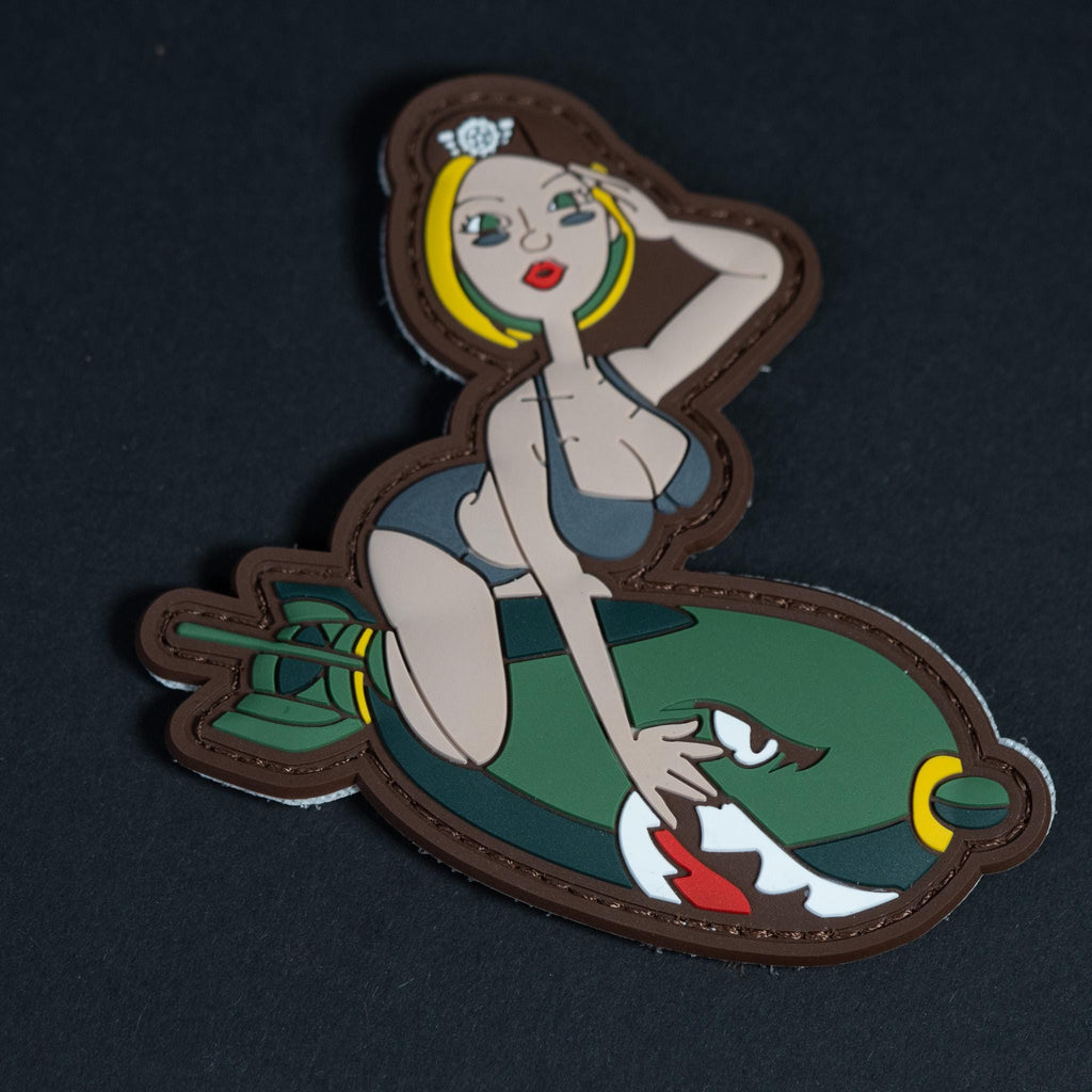 PVC Morale Patch, Pin Up Bomb Girl, 3D Hook Backing