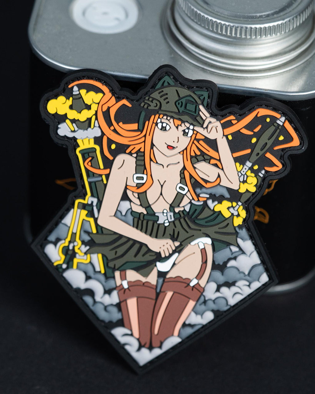 PVC Morale Patch, Anime Military Pin Up Girl, Hook Backing