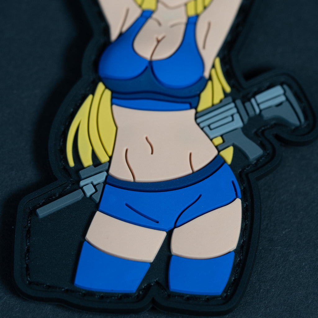 PVC Morale Patch, Anime Tactical Girl Pin Up, Hook Backing
