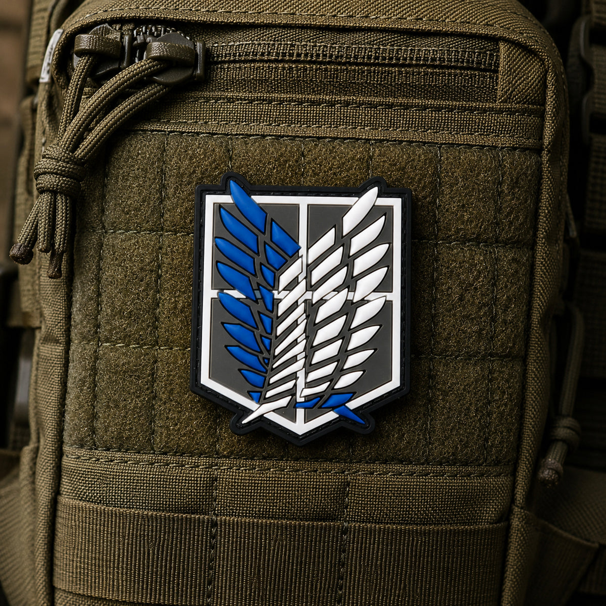 Attack on Titan PVC morale patch attached to tactical gear