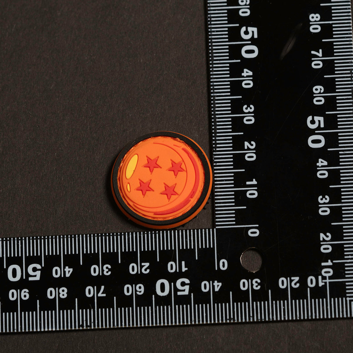 Dragon Ball 4 Star PVC morale patch shown with size measurement