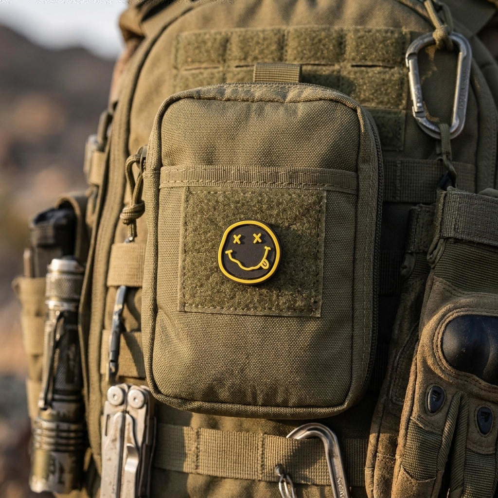 Nirvana PVC morale patch attached to a tactical backpack