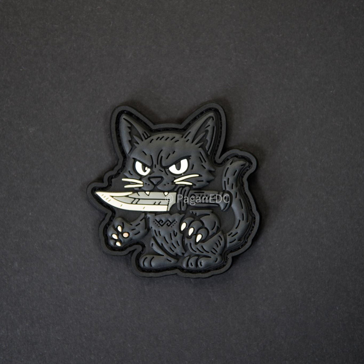 PaganEDC Cat PVC morale patch with raised 3D black cat design