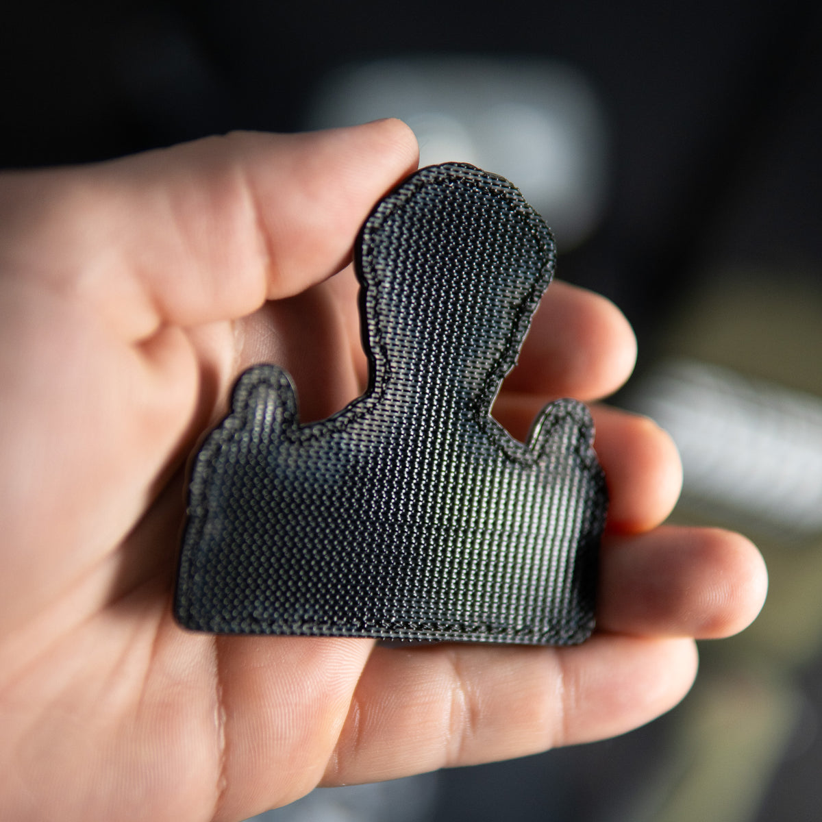 Back of Very Nice PVC morale patch showing black hook backing