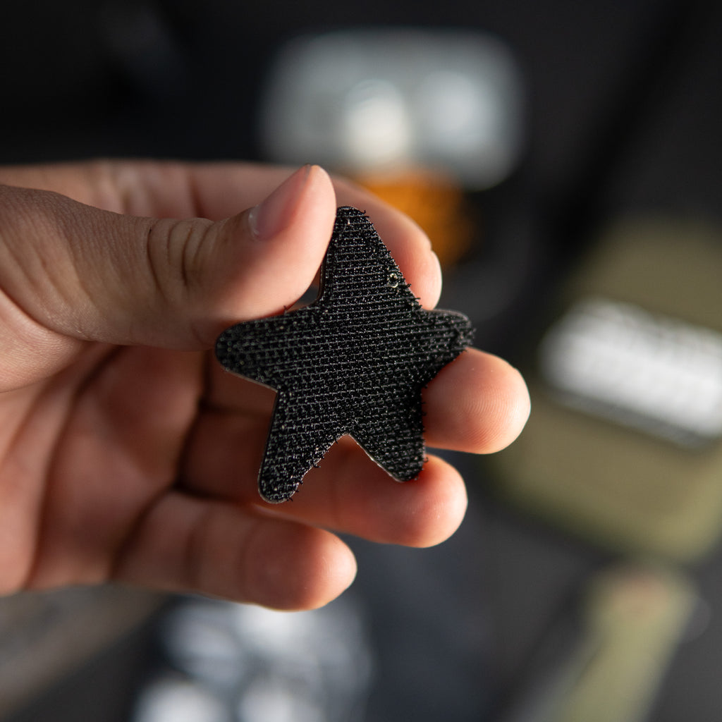 Back of You Tried PVC morale patch showing black hook backing