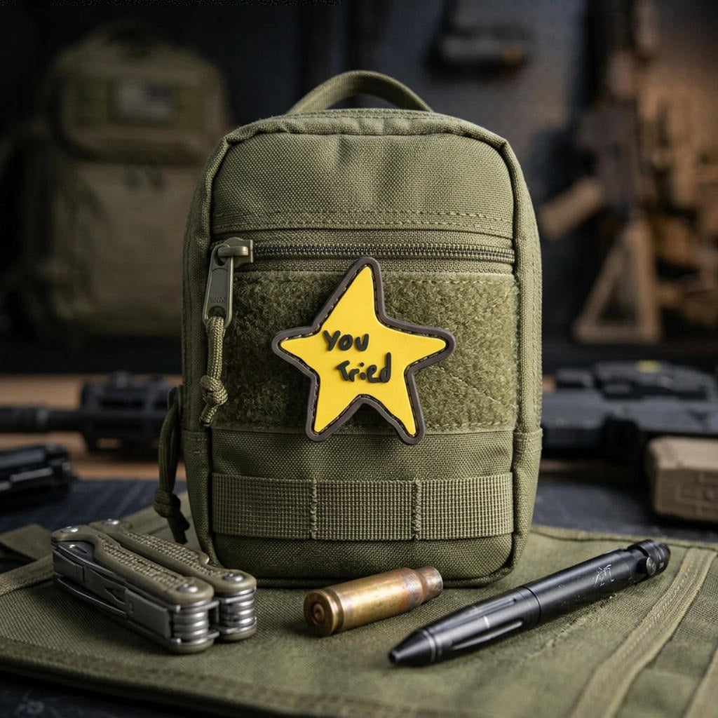 You Tried PVC morale patch attached to a tactical pouch