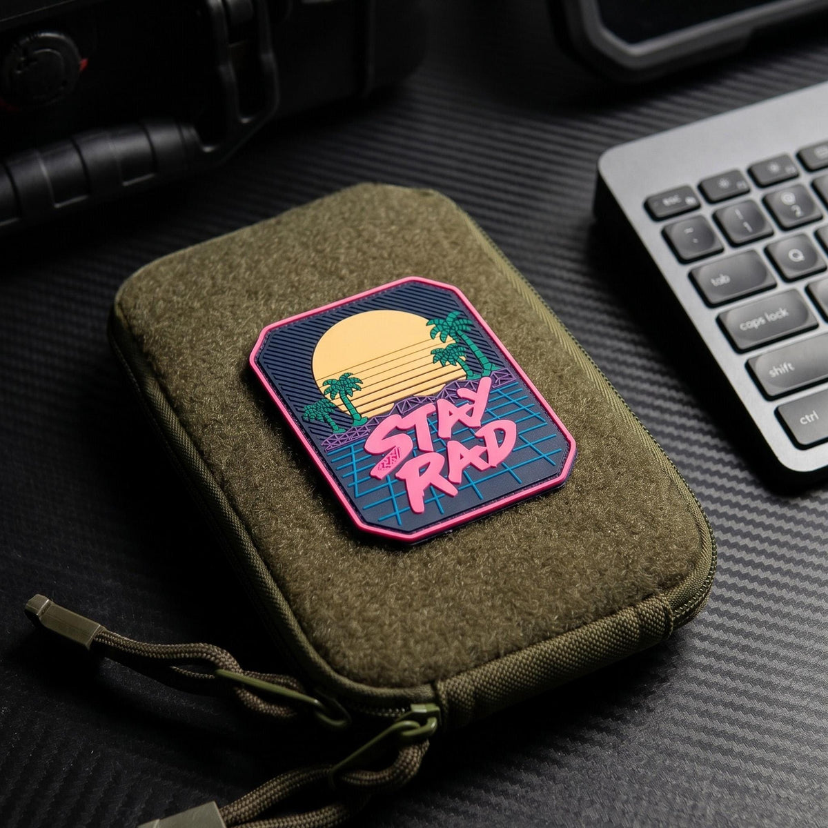 Stay Rad PVC morale patch attached to tactical gear